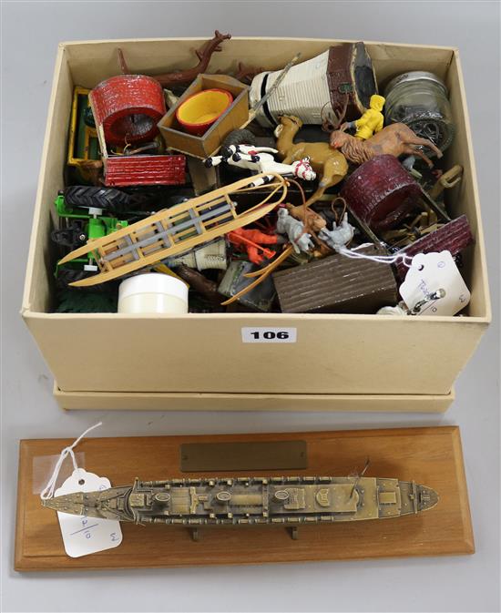 A limited edition model of RMS Queen Mary made from her propellers, no. 0057/1000 and a collection of die-cast models,